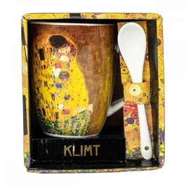Enesco Taza con Cuchara El Beso de Gustav Klimt con Acabados Dorados