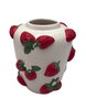 DKD Home Decor Jarrón de Cerámica con Diseño de Fresas Blanco y Rojo