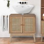 Home Deco Factory Mueble Lavabo Bali 60x30 Colección Natural Madera y Ratán Altura 70