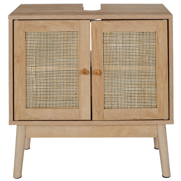 Home Deco Factory Mueble Lavabo Bali 60x30 Colección Natural Madera y Ratán Altura 70