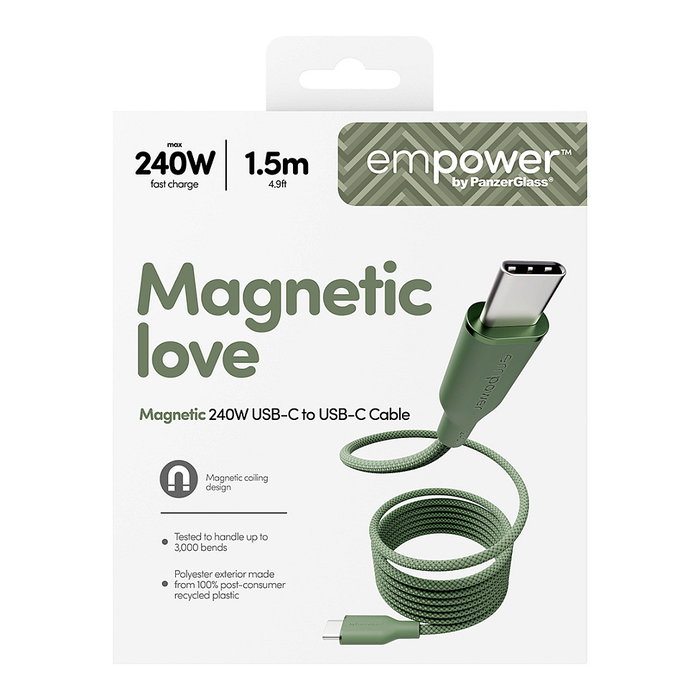 PanzerGlass empower Magnetic 240W USB-C a USB-C 1.5m Verde