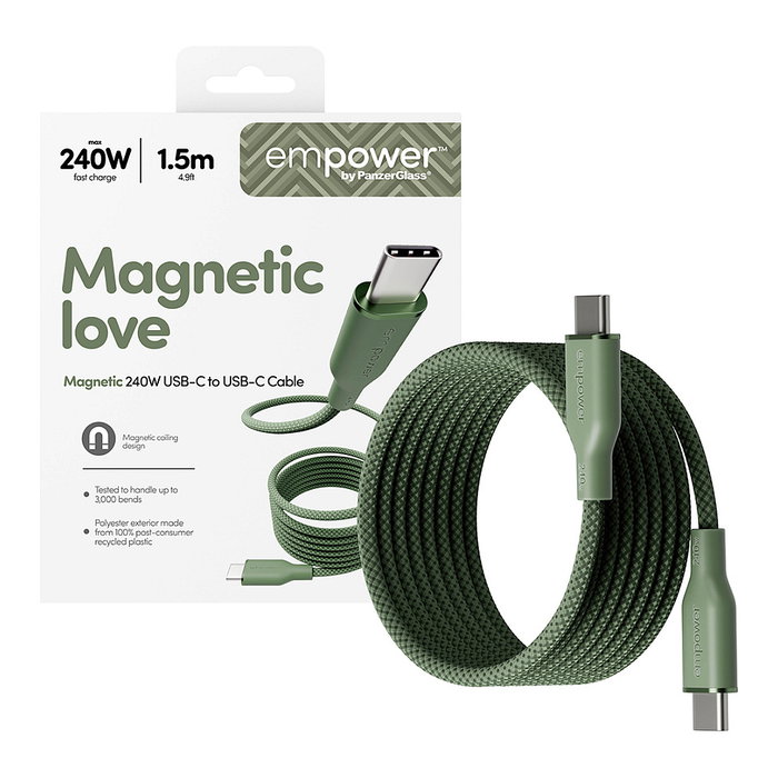 PanzerGlass empower Magnetic 240W USB-C a USB-C 1.5m Verde