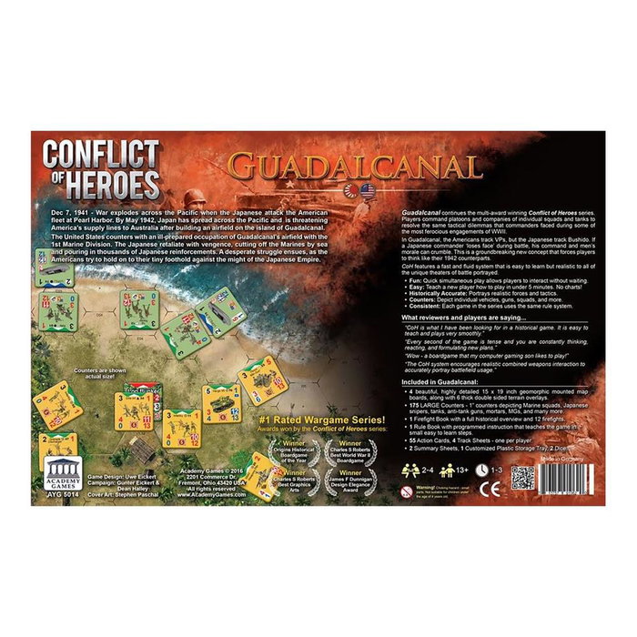 Academy Games Conflict Of Heroes: Guadalcanal Pacific 1942 - Wargame Táctico de Mesa de la Segunda Guerra Mundial en el Pacífico, en Inglés, para 2-4 Jugadores, Edad 13+