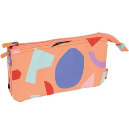 Milan Portatodo 5 Compartimentos Serie Especial Fun Animals Naranja Estuche Escolar Doble Cremallera Poliéster 22x12x4cm