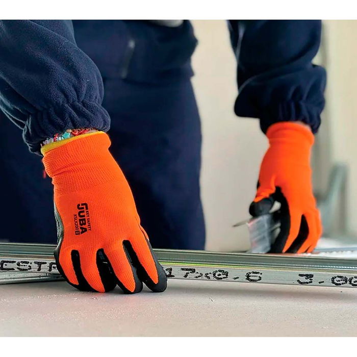 Juba Guante Keep Safe Poliéster Palma Látex Rugoso Naranja y Negro T-8 M