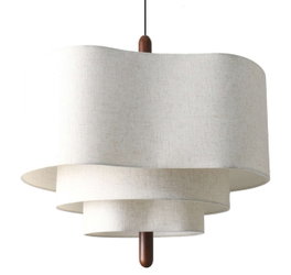 DKD Home Decor Lámpara de Techo Poliéster y Madera Crudo y Nogal 70x61x69 cm
