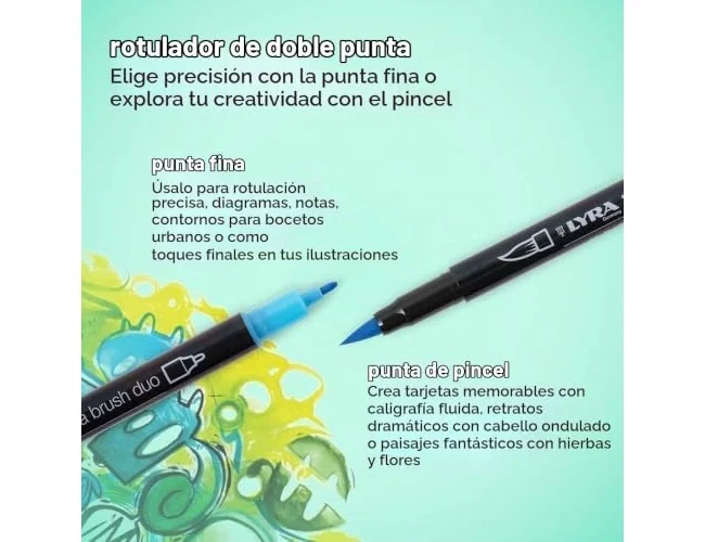 Lyra Aqua Brush Duo Caja de 24 Colores con Punta Pincel y Punta Fina