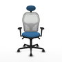 PIQUERAS Y CRESPO Silla de oficina Jorquera con mecanismo Sincro, Azul claro y Blanco