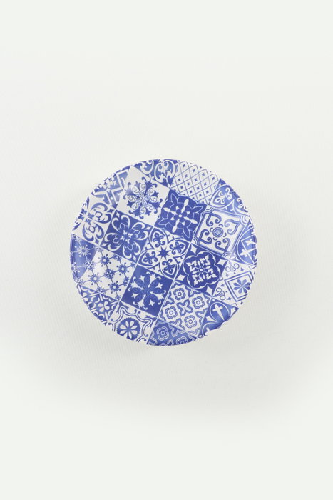 Hermia ST489006F022AD58J00MAYD100 Juego de platos salsera, 13 x 13 x 3.1 cm, Cerámica, Blanco y Azul Oscuro