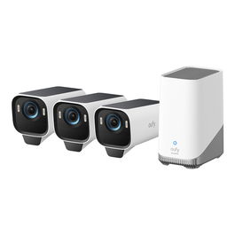 Eufy eufyCam S3 Pro - Kit de 3 Cámaras de Seguridad Exterior WiFi Bala, 4K, IP67, Inalámbrico/Alámbrico, Visión Nocturna, Seguimiento Automático