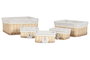 DKD Home Decor Set de 5 Cestas de Mimbre y Poliéster Natural 48x38x22 cm