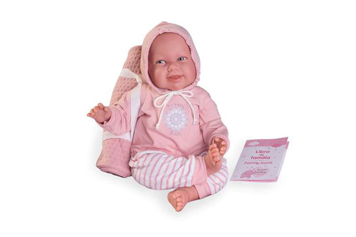 Muñeca mi primer reborn martina yogui con esterilla de yoga y libro de familia 52 cm cuerpo blando