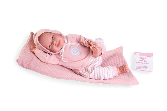 Muñeca mi primer reborn martina yogui con esterilla de yoga y libro de familia 52 cm cuerpo blando