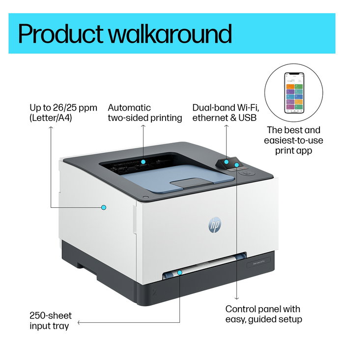 HP Color LaserJet Pro 3202dw Impresora Color Láser Wi-Fi, Impresión a Doble Cara, 25 ppm