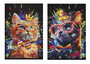 DKD Home Decor Cuadro Loft DKD Home Decor con Luz LED - Tema Gato Multicolor Negro - 63x93 cm
