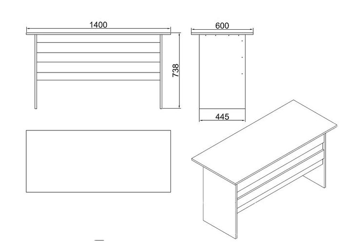 Hanah Home Vo1-W Mesa de Estudio Blanca 140cm x 73.8cm x 60cm