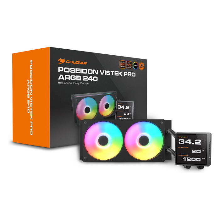 Cougar Refrigeración Líquida Poseidon Vistek Pro 240 ARGB Negra para CPU