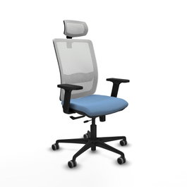 PIQUERAS Y CRESPO Silla de oficina Haches con mecanismo Sincro/Traslack, Azul cielo y Blanco