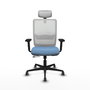 PIQUERAS Y CRESPO Silla de oficina Haches con mecanismo Sincro/Traslack, Azul cielo y Blanco