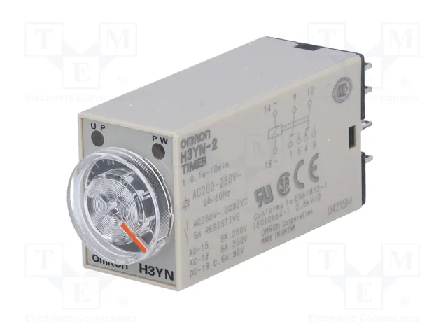 OMRON H3YN Relé de tiempo DPDT 250VAC/5A 200-230VAC