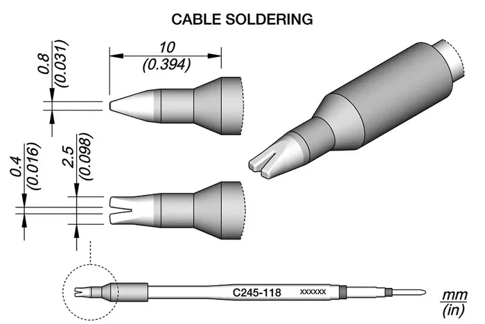 JBC TOOLS Punta de soldadura especial 0,8x0,4mm