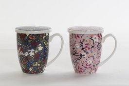 DKD Home Decor Set de 3 Tazas de Porcelana Liberty Multicolor 380ml