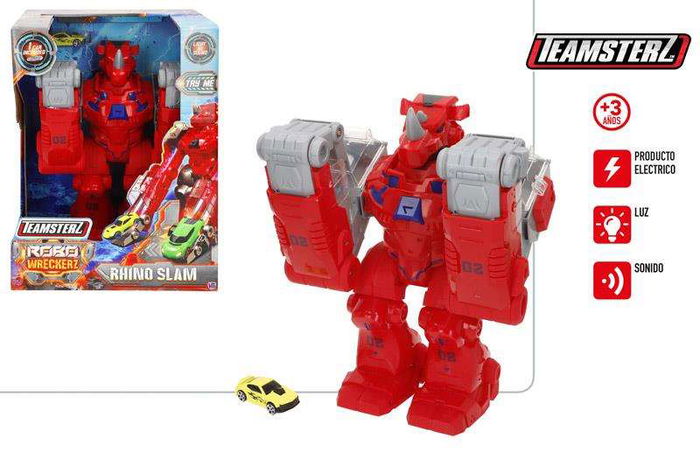 Color Baby Robot Rino Lanzacoches con Luz y Sonido. Incluye 1 Coche de Metal. Edad Mínima 36 Meses.