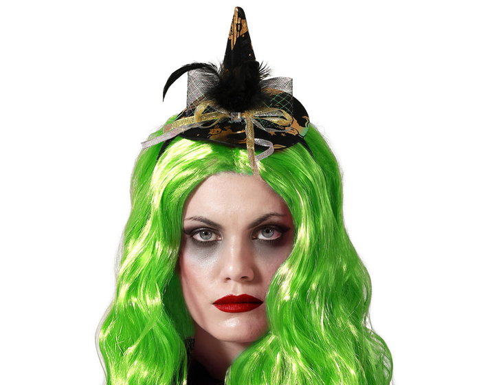 Atosa Sombrero de Bruja Negro con Detalles Naranja y Verde Atosa Sombrero de Bruja Negro con Detalles Naranja y Verde