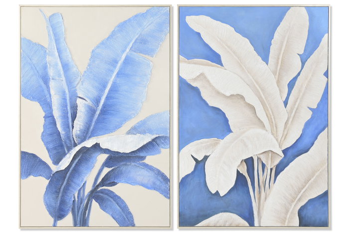DKD Home Decor Cuadro Tropical Hojas Palmera Azul Blanco 82.5 x 3.5 x 122.5 cm (2 Unidades) DKD Home Decor Cuadro Tropical Hojas Palmera Azul Blanco 82.5 x 3.5 x 122.5 cm (2 Unidades)
