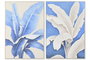 DKD Home Decor Cuadro Tropical Hojas Palmera Azul Blanco 82.5 x 3.5 x 122.5 cm (2 Unidades)