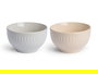 Vessia Bowl de Desayuno de Cerámica Surtido en 2 Colores Claros (Beige y Gris) 650 ml - 14.3 x 14.3 x 8.5 cm (Set de 24)