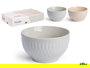Vessia Bowl de Desayuno de Cerámica Surtido en 2 Colores Claros (Beige y Gris) 650 ml - 14.3 x 14.3 x 8.5 cm (Set de 24)