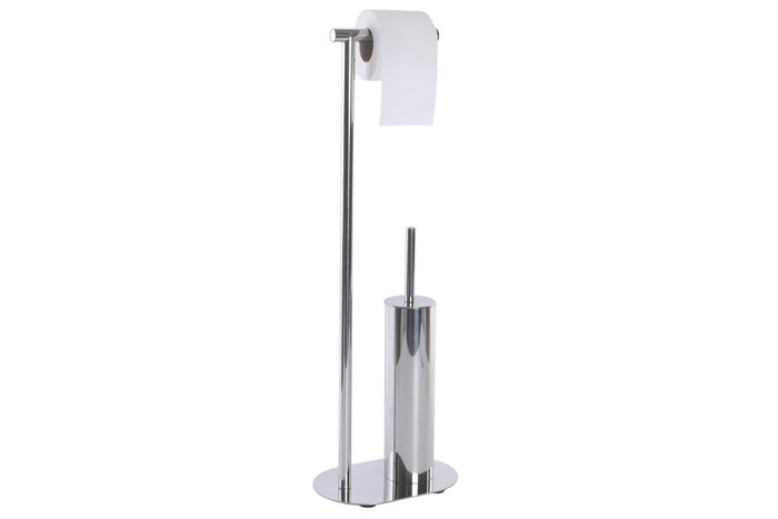 DKD Home Decor Portarrollos de Pie y Escobillero Cromado de Metal