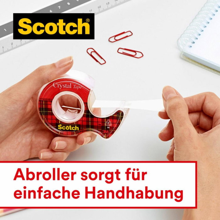 3M Scotch Crystal Abroller 6-1975D 19mm x 7,5m transparente con dispensador 3M Scotch Crystal Abroller 6-1975D 19mm x 7,5m transparente con dispensador