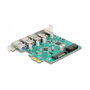 DeLOCK Tarjeta PCI Express x1 USB 3.2 Gen 1 con 3 Puertos Tipo-A, 2 Puertos USB-C Externos y 1 Conector Interno de 19 Pines para PC