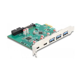 DeLOCK Tarjeta PCI Express x1 USB 3.2 Gen 1 con 3 Puertos Tipo-A, 2 Puertos USB-C Externos y 1 Conector Interno de 19 Pines para PC