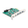 DeLOCK Tarjeta PCI Express x1 USB 3.2 Gen 1 con 3 Puertos Tipo-A, 2 Puertos USB-C Externos y 1 Conector Interno de 19 Pines para PC