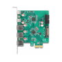 DeLOCK Tarjeta PCI Express x1 USB 3.2 Gen 1 con 3 Puertos Tipo-A, 2 Puertos USB-C Externos y 1 Conector Interno de 19 Pines para PC