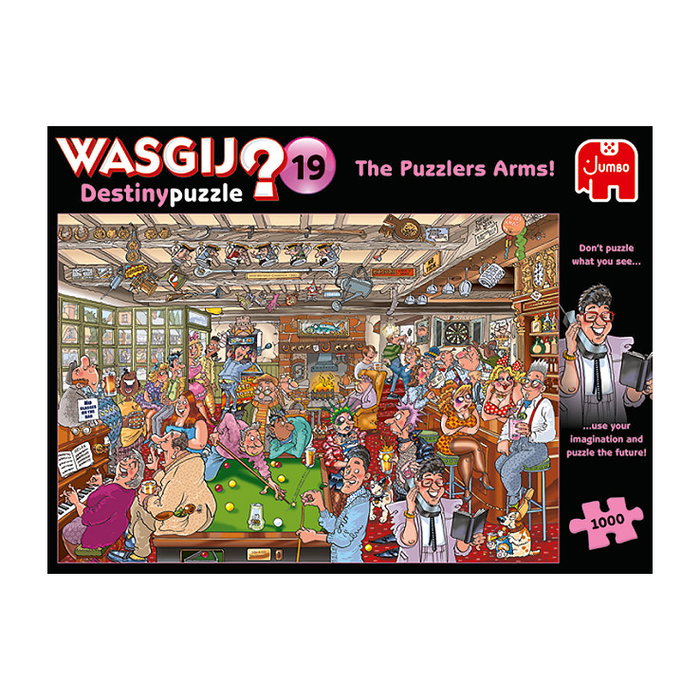 Jumbo Spiele Wasgij Destiny 19 - La Taberna Esquina 1000 Piezas Puzzle Rompecabezas para Adultos, Ref. 19166