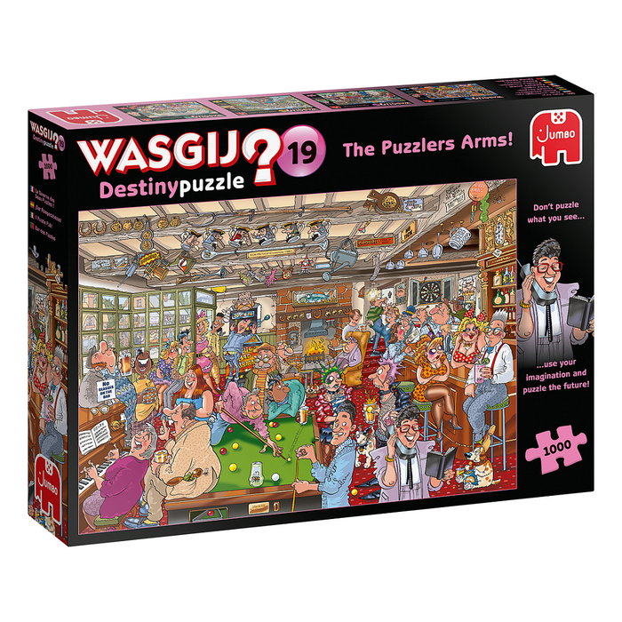 Jumbo Spiele Wasgij Destiny 19 - La Taberna Esquina 1000 Piezas Puzzle Rompecabezas para Adultos, Ref. 19166