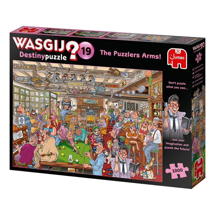 Jumbo Spiele Wasgij Destiny 19 - La Taberna Esquina 1000 Piezas Puzzle Rompecabezas para Adultos, Ref. 19166