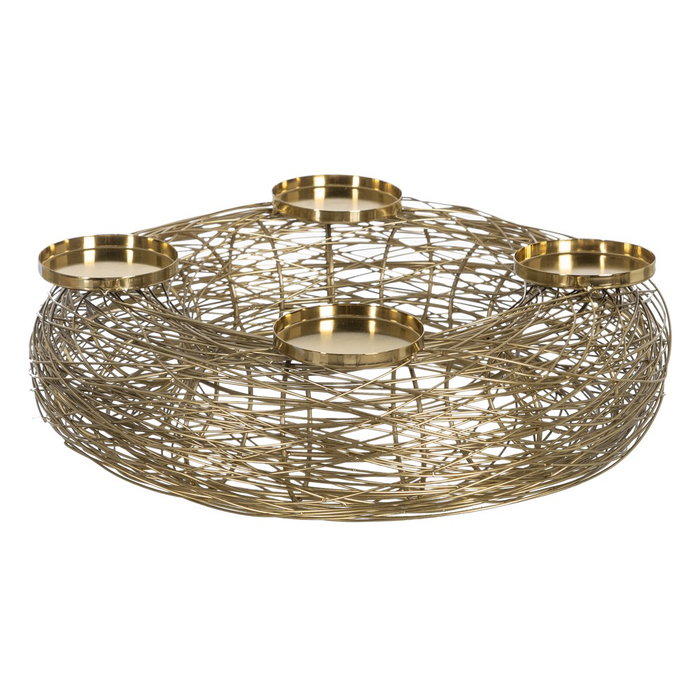 Portavelas Dorado Acero Inoxidable 39 X 39 X 12 cm Portavelas Dorado Acero Inoxidable 39 X 39 X 12 cm