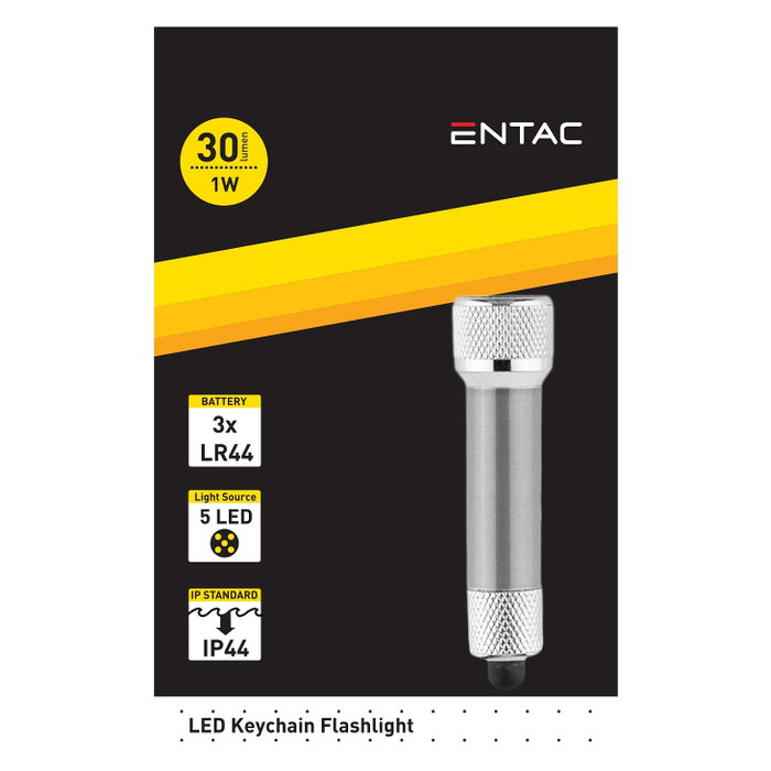 ENTAC Linterna de llavero EFL-5LED-KC-S Plata
