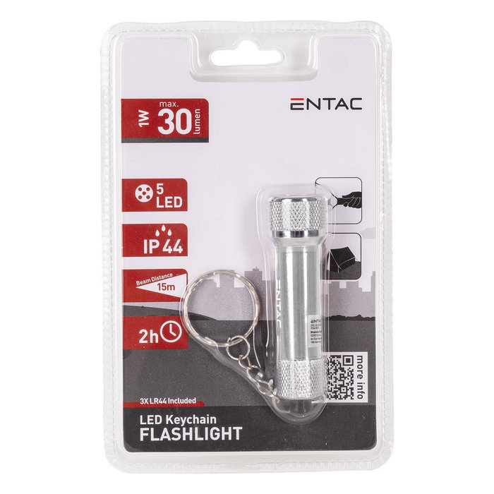 ENTAC Linterna de llavero EFL-5LED-KC-S Plata
