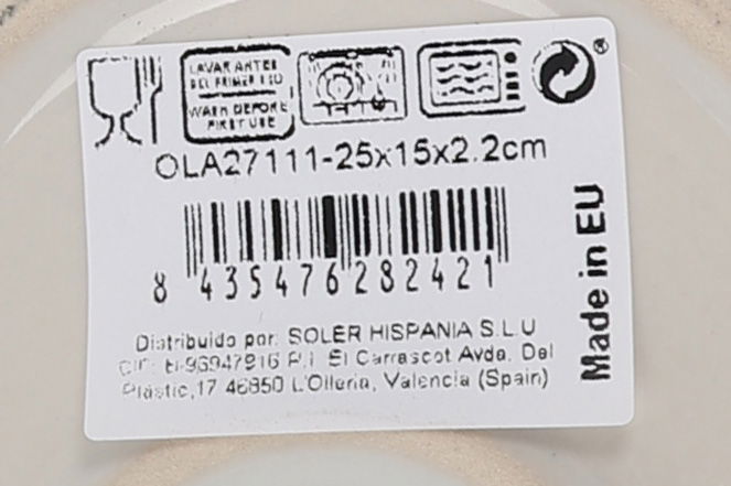 La Mediterranea Fuente Ovalada "Olaf" Nordic Brillo 25 cm x 15 cm x 2.2 cm (18 Unidades)