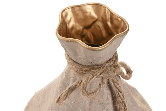 DKD Home Decor Set de 3 Jarrones de Metal y Cuerda Beige