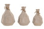 DKD Home Decor Set de 3 Jarrones de Metal y Cuerda Beige