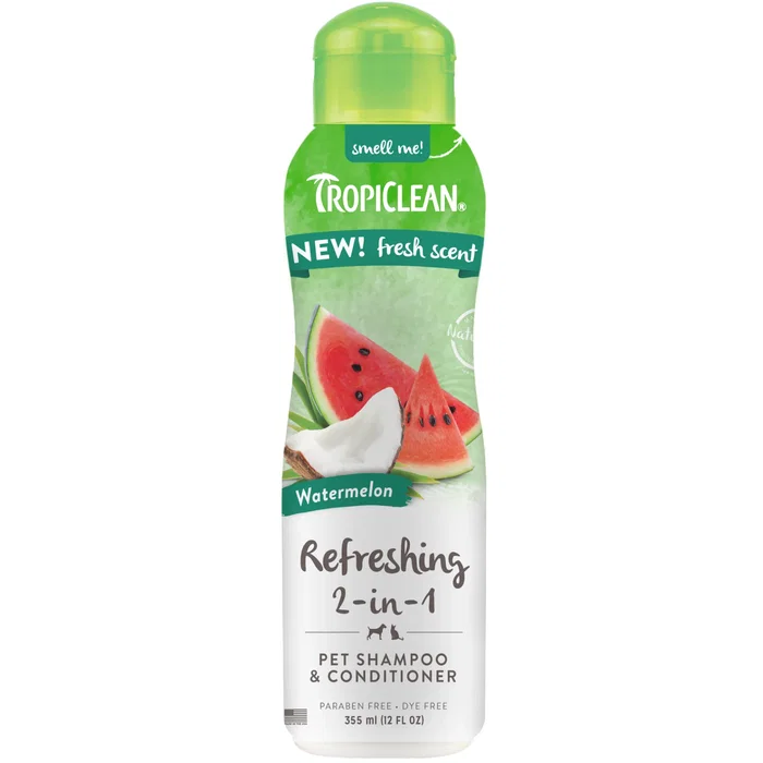 TropiClean Champú y Acondicionador 2 en 1 Refrescante Sandía 355 mL
