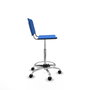 Taburete Robledo con mecanismo Giratorio de PVC color Azul. Equipado con Base cromada, Sin brazos y Ruedas de nailon 50 mm