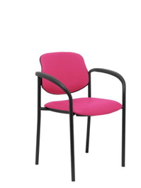 NOWY STYL Silla Styl en similpiel rosa con brazos fijos y estructura negra